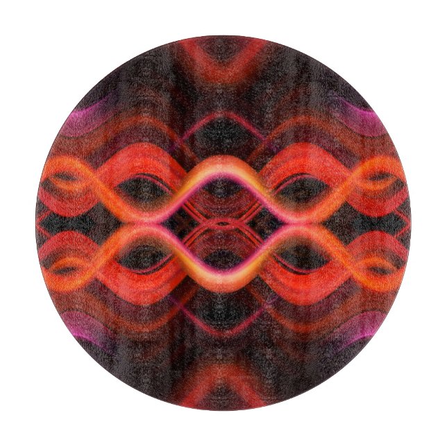 Geometrisk röd vågigt linjer-design. (Framsidan)