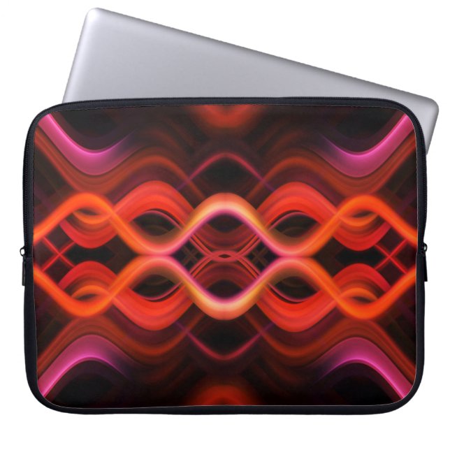 Geometrisk röd vågigt linjer-design. laptop fodral (Framsidan)