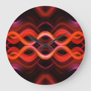 Geometrisk röd vågigt linjer-design. stor klocka