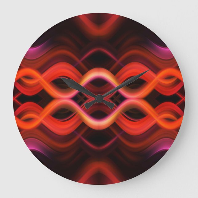 Geometrisk röd vågigt linjer-design. stor klocka (Framsida)