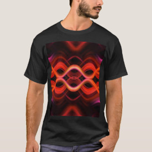 Geometrisk röd vågigt linjer-design. t shirt
