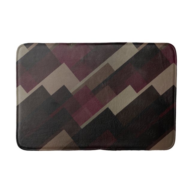 Geometrisk rosa brun och beige badrumsmatta (Framsidan)