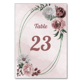 Geometrisk rosa kanel ro-vit blommigt bordsnummer