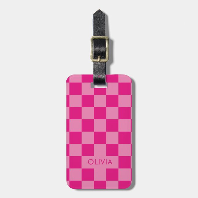 Geometrisk rosa Kontrollerad Bagagebricka (Vertikal Framsida)