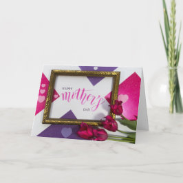 Geometrisk Rosa Lila Glad mors dag Helgkort