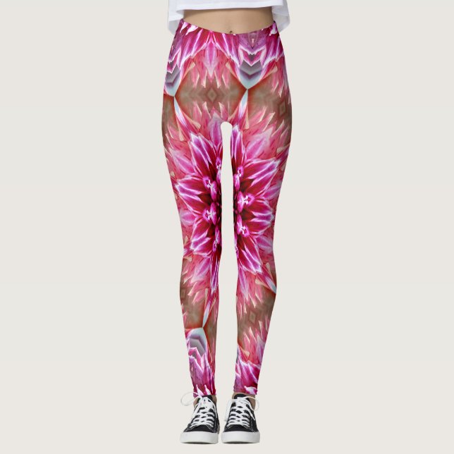 Geometrisk Rosa Mandala Blomma -67545 Leggings (Framsida)