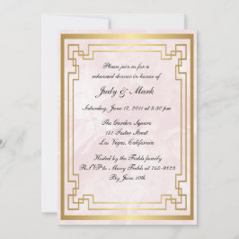 Geometrisk Rosa Marble Bröllop Rehearsal Middag Inbjudningar