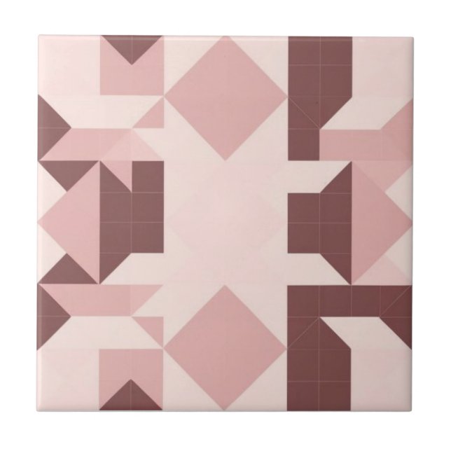 Geometrisk rosa och brunt mönster kakelplatta (Framsidan)