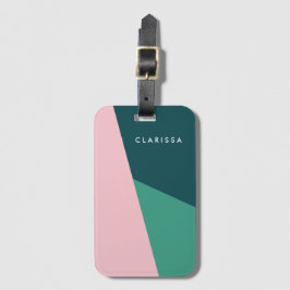 Geometrisk rosa och grönt för modern abstrakt bagagebricka