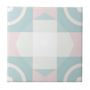 Geometrisk rosa och grönt mönster kakelplatta