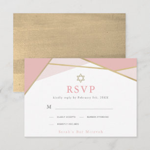 Geometrisk Rosa och Guld Bat mitzvah OSA kort