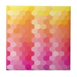 Geometrisk Rosa och Gult - modern gradient för hex Kakelplatta