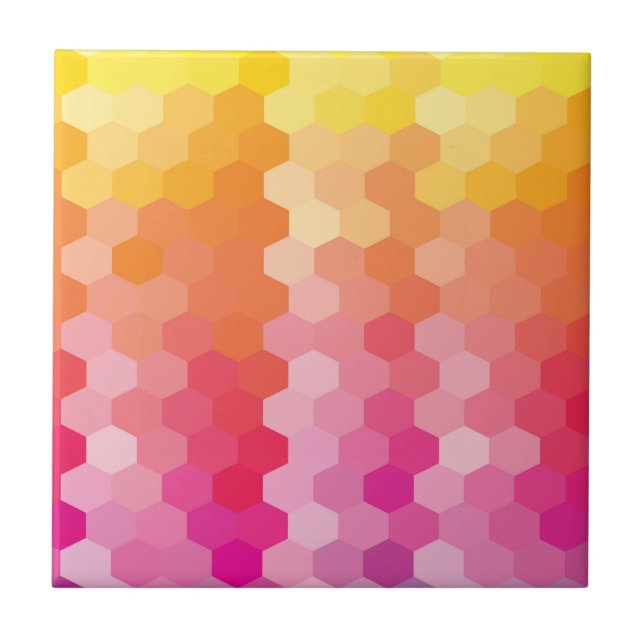 Geometrisk Rosa och Gult - modern gradient för hex Kakelplatta (Framsidan)