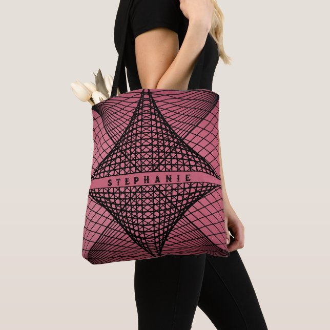 Geometrisk rosa och svart modern Abstrakt Tygkasse (Närbild)
