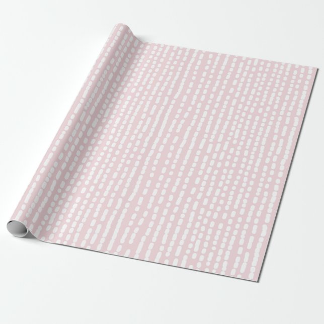 Geometrisk Rosa och vit Rand-radbrytning Papper Presentpapper (Utrullad)