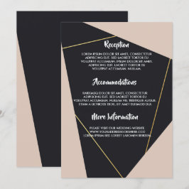 Geometrisk rosa svart & guld inbjudningar