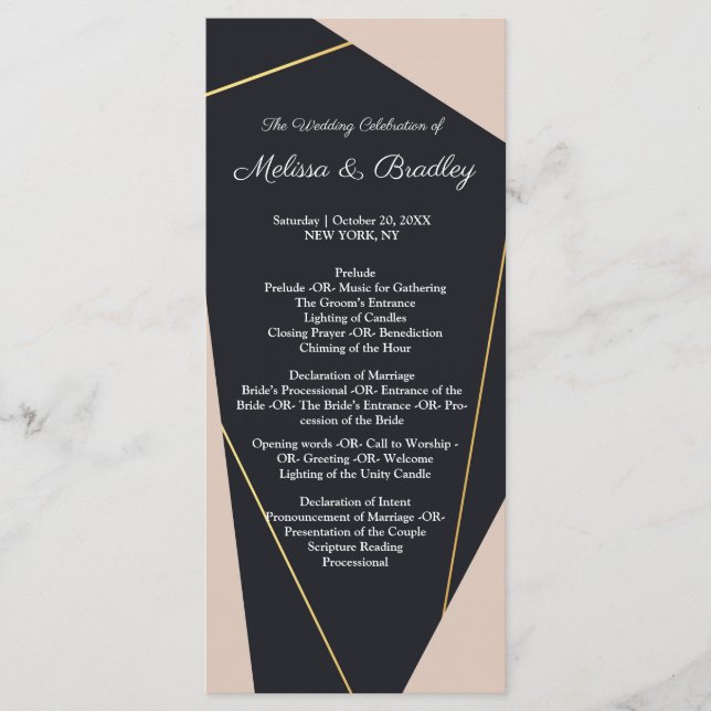 Geometrisk rosa svart & guld program (Framsida)