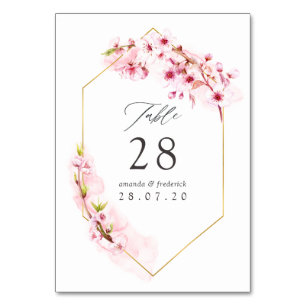 Geometrisk Rosa Vår Körsbärsblom Wedding Bordsnummer