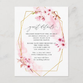 Geometrisk Rosa Vår Körsbärsblom Wedding Tilläggskort