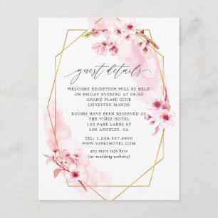 Geometrisk Rosa Vår Körsbärsblom Wedding Tilläggskort