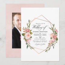 Geometrisk Rose Gold och Rosafärgad Bröllopsfoto