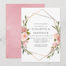 Geometrisk rosé och roséguld provningsmiddag inbjudningar