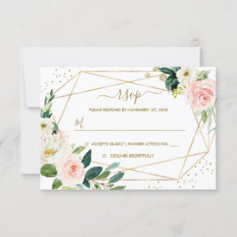 Geometrisk Roséguld Blommig Bröllop RSVP OSA Kort