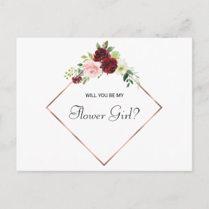 Geometrisk roséguld vårblomma blomsterflicka inbjudan vykort