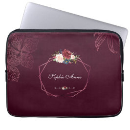 Geometrisk royal för Burgundy-Blommigt Laptop Fodral
