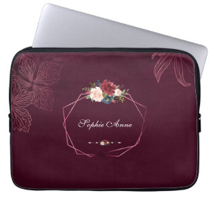 Geometrisk royal för Burgundy-Blommigt Laptop Fodral