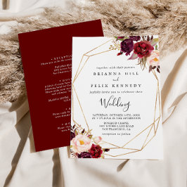 Geometrisk Rustik Boho Blommig Fram- och Baksida B Inbjudningar