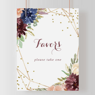 Geometrisk Rustik Guld Glitter Favors Skylt