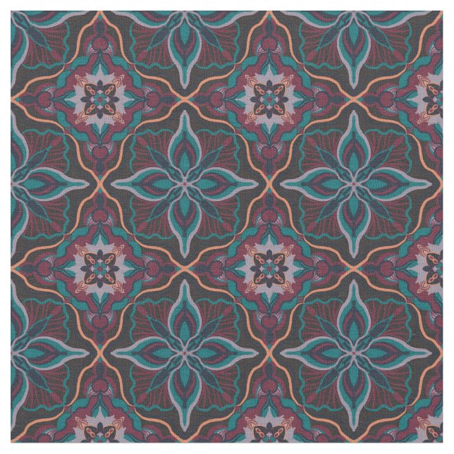 Geometrisk ruta för vattenfärg Moroccan Boho Tyg (Närbild)