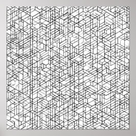 Geometrisk rutnätsfärgningssida decoupagemall poster