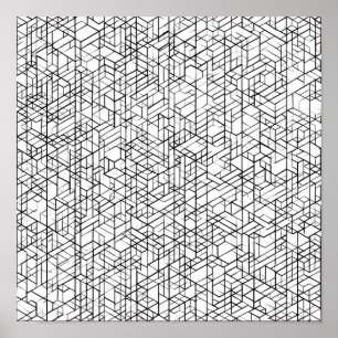 Geometrisk rutnätsfärgningssida decoupagemall poster