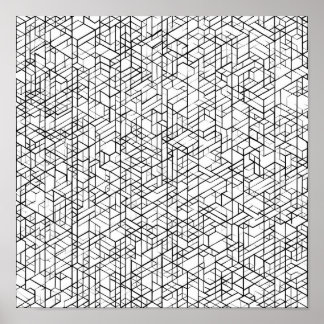 Geometrisk rutnätsfärgningssida decoupagemall poster