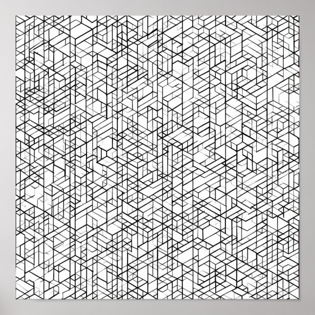 Geometrisk rutnätsfärgningssida decoupagemall poster (Framsidan)