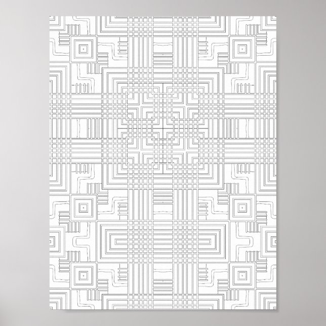 Geometrisk rutnätsfärgningssida Kretsstilsdesign Poster (Framsidan)