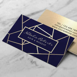 Geometrisk salon för sjömän och Guld Hair Styli Visitkort