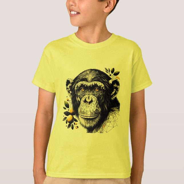 Geometrisk schimpans med Lemons Art Print T Shirt (Framsida)