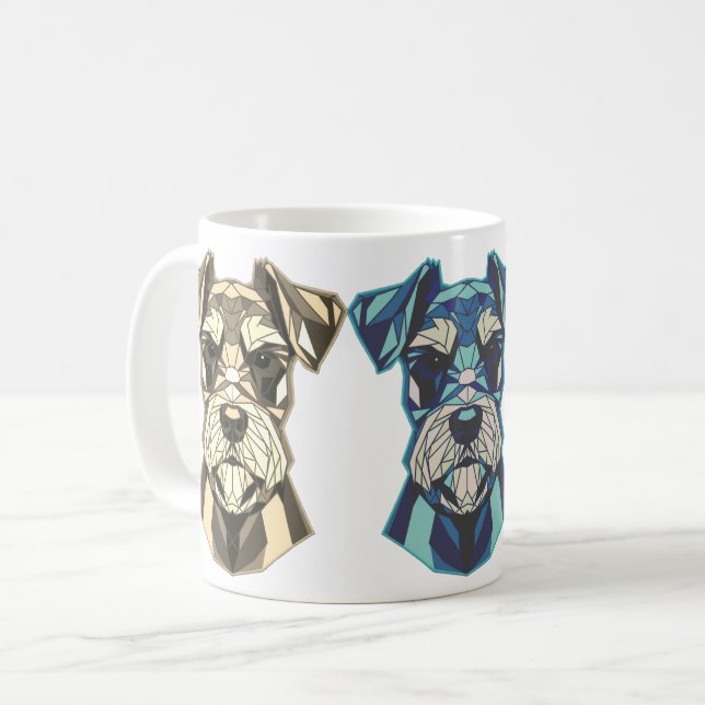 Geometrisk Schnauzer-konst Kaffemugg (Framsida vänster)