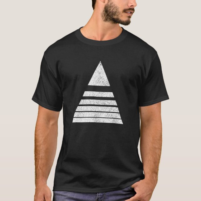 Geometrisk segmenterad triangellinjeformad geometr t shirt (Framsida)