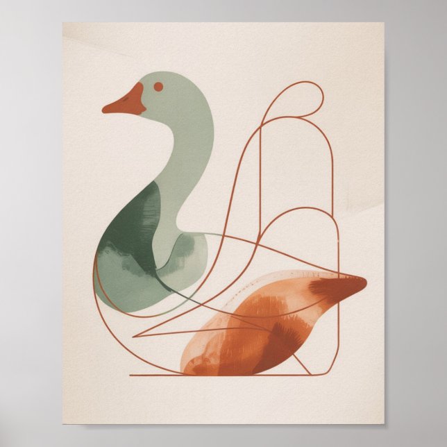 Geometrisk serenitet: Den minimalistiska gåsen Poster (Framsidan)