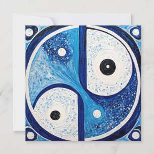 Geometrisk serenity: Blue & White Yin Yang Julkort