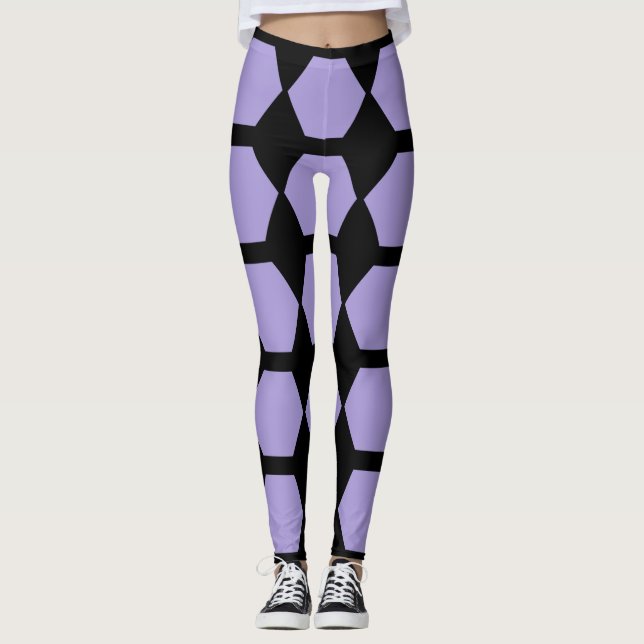 Geometrisk sexkantig lavendel av lila leggings (Framsida)