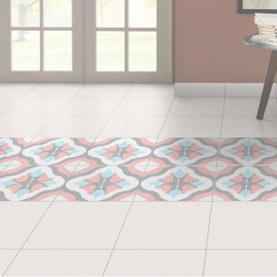 geometrisk shabby chic-röda blåa dekorationer i vi kakelplatta