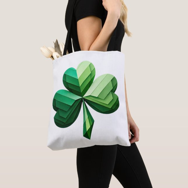 Geometrisk Shamrock St Patrick's Day-handväska Tygkasse (Närbild)
