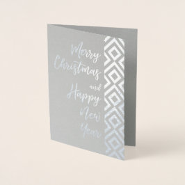 Geometrisk silver God jul Gott nytt år Folierat Kort