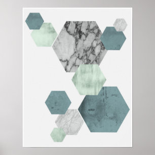 Geometrisk skandinavisk kust- tonsexhörningskonst poster