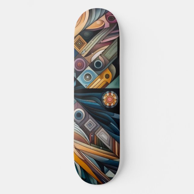 Geometrisk skateboard för abstrakt: fet, färgstark (Framsida)